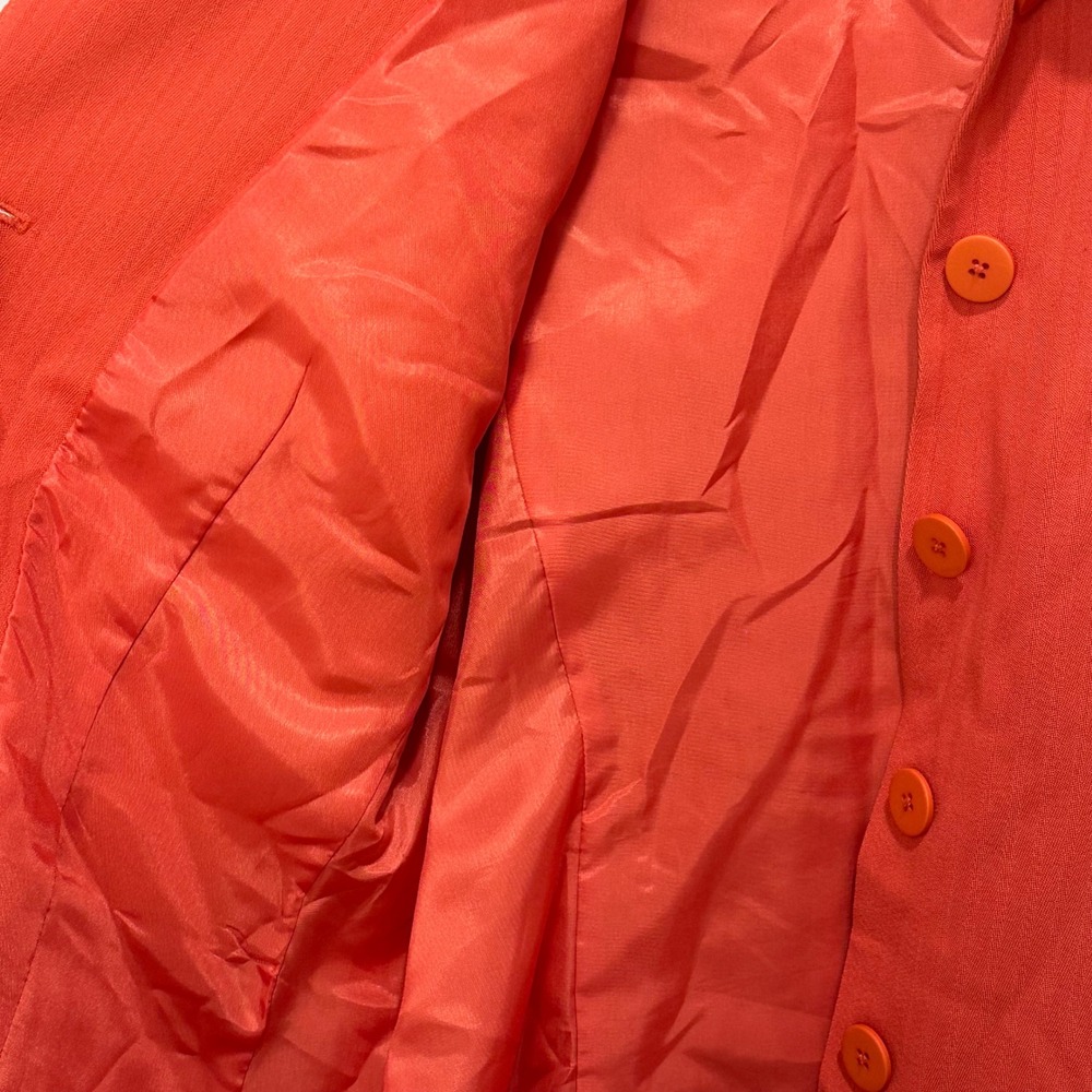 Donna Karan Vtg 90s Orange Wool Blend Textured Blazer Jacket Women's Size 14 - Picture 8 of 10